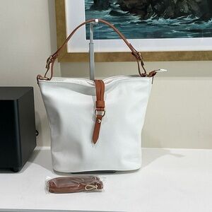 Valentina White Leather Tote Bag